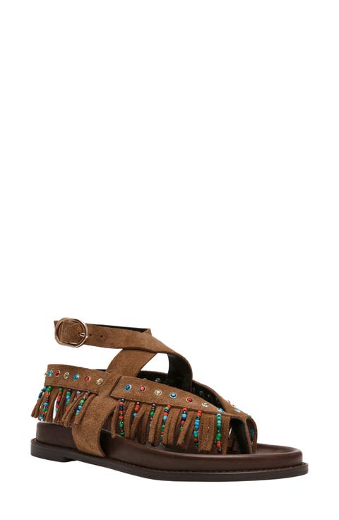 Wendell Beaded Fringe Ankle Strap Sandal (Women)