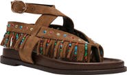 Steve Madden Wendell Beaded Fringe Ankle Strap Sandal