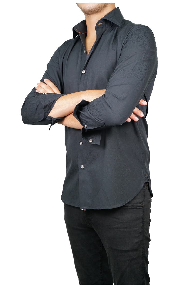 Zanella Tailored Fit Stretch Jacquard Button-Up Shirt, Main, color, 