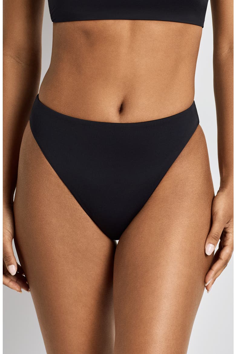 High Leg Bikini Bottoms, Main, color, BLACK