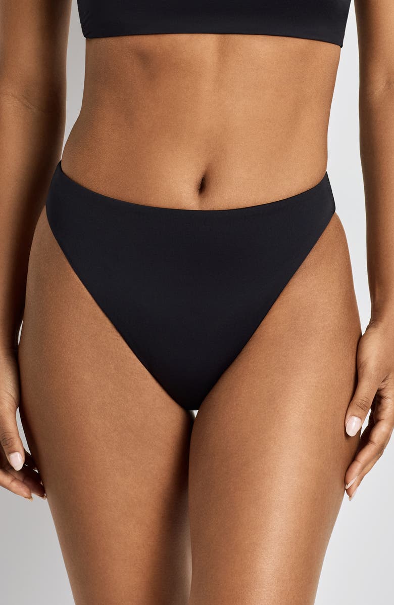 Lauren Ralph Lauren High Leg Bikini Bottoms, Main, color, Black