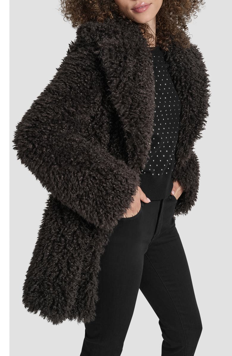 DKNY Faux Fur Jacket, Alternate, color, Bitter