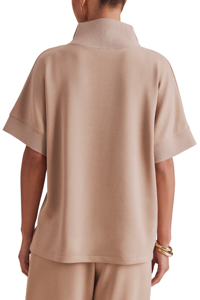 x Cellajaneblog Short Sleeve Scuba Knit Quarter Zip Sweatshirt, Alternate, color, PRALINE BROWN