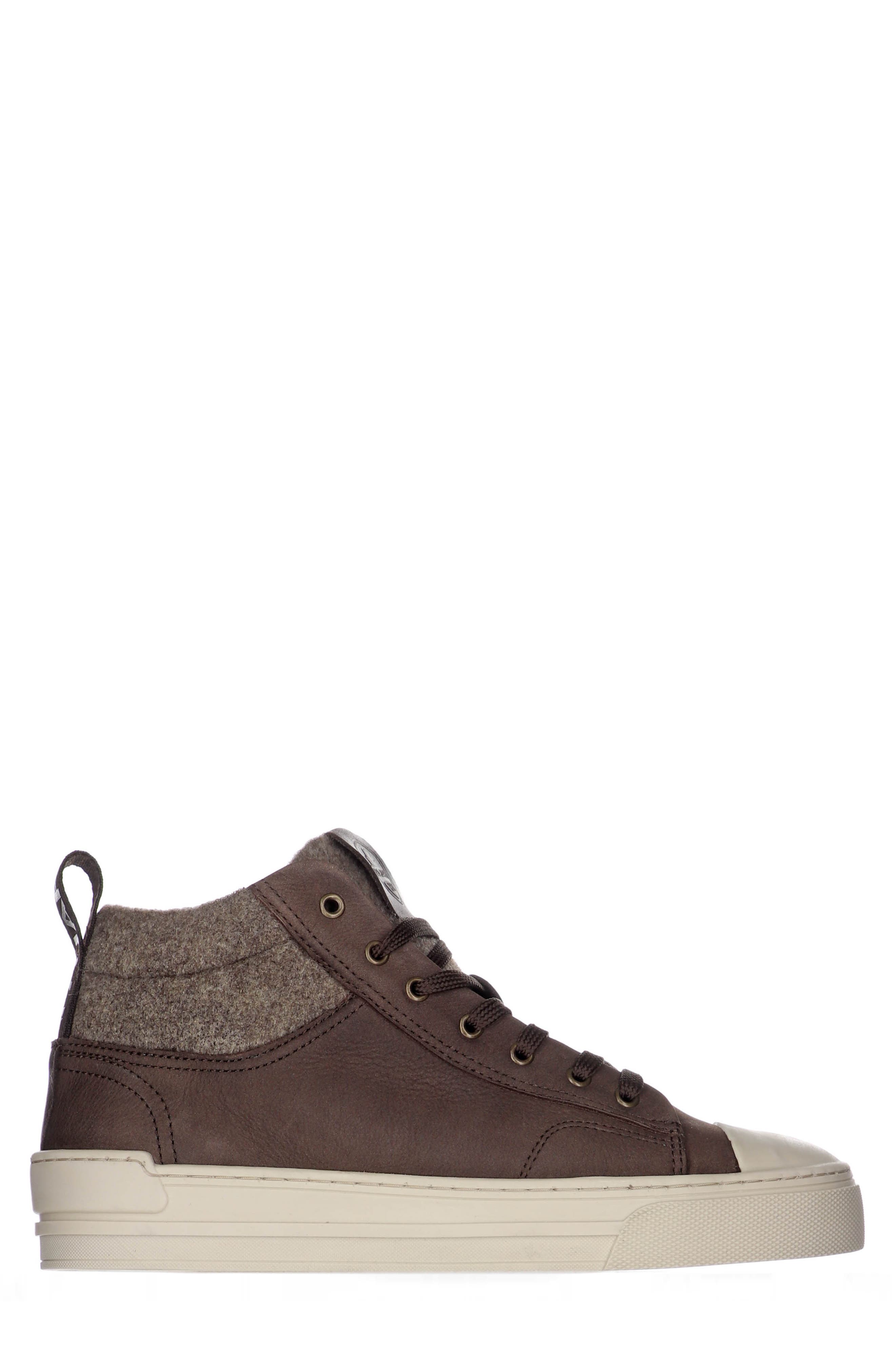 Tray Wool Lined Mid Top Sneaker, Alternate, color, CASTANHO
