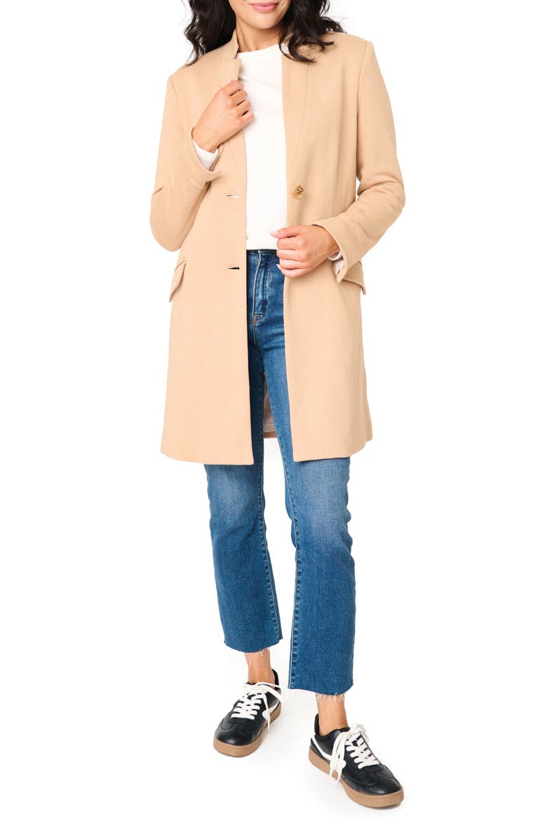 Notch Collar Cotton Blend Jacket, Main, color, CAPPUCCINO