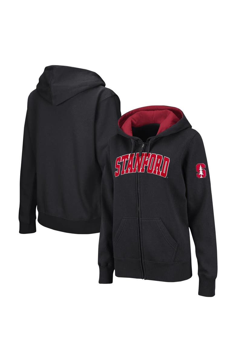 COLOSSEUM Women's Colosseum Black Stanford Cardinal Arched Name Full-Zip Hoodie, Main, color, Black