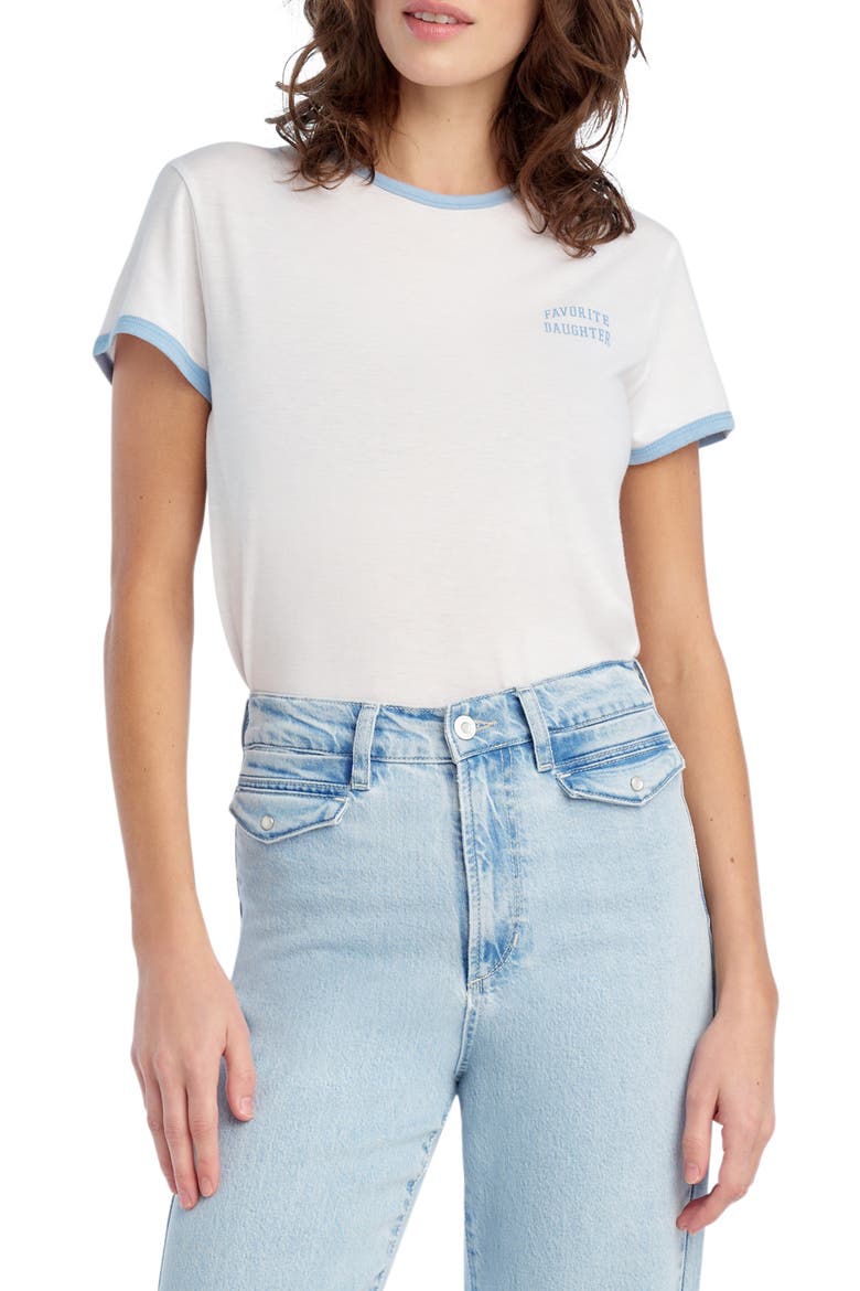The Collegiate Chest Logo Ringer T-Shirt, Main, color, WHITE/ SEA BLUE