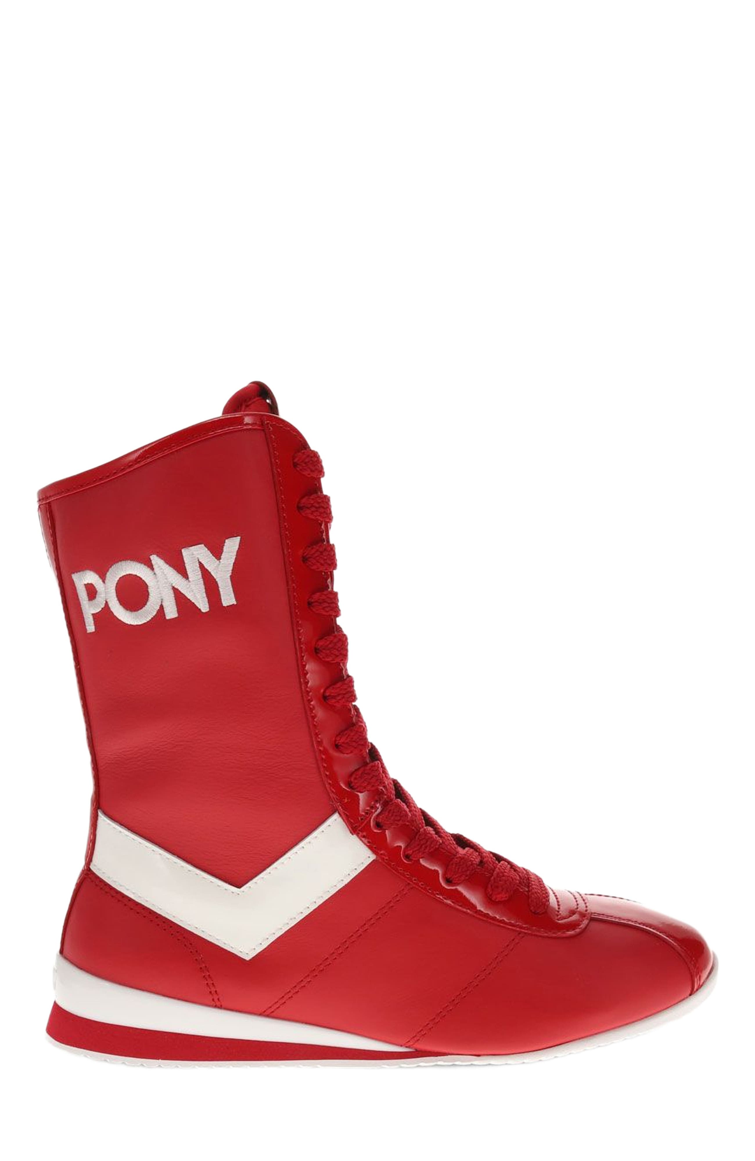 PONY KO-80 High Patent Sneakers, Alternate, color, Red/White
