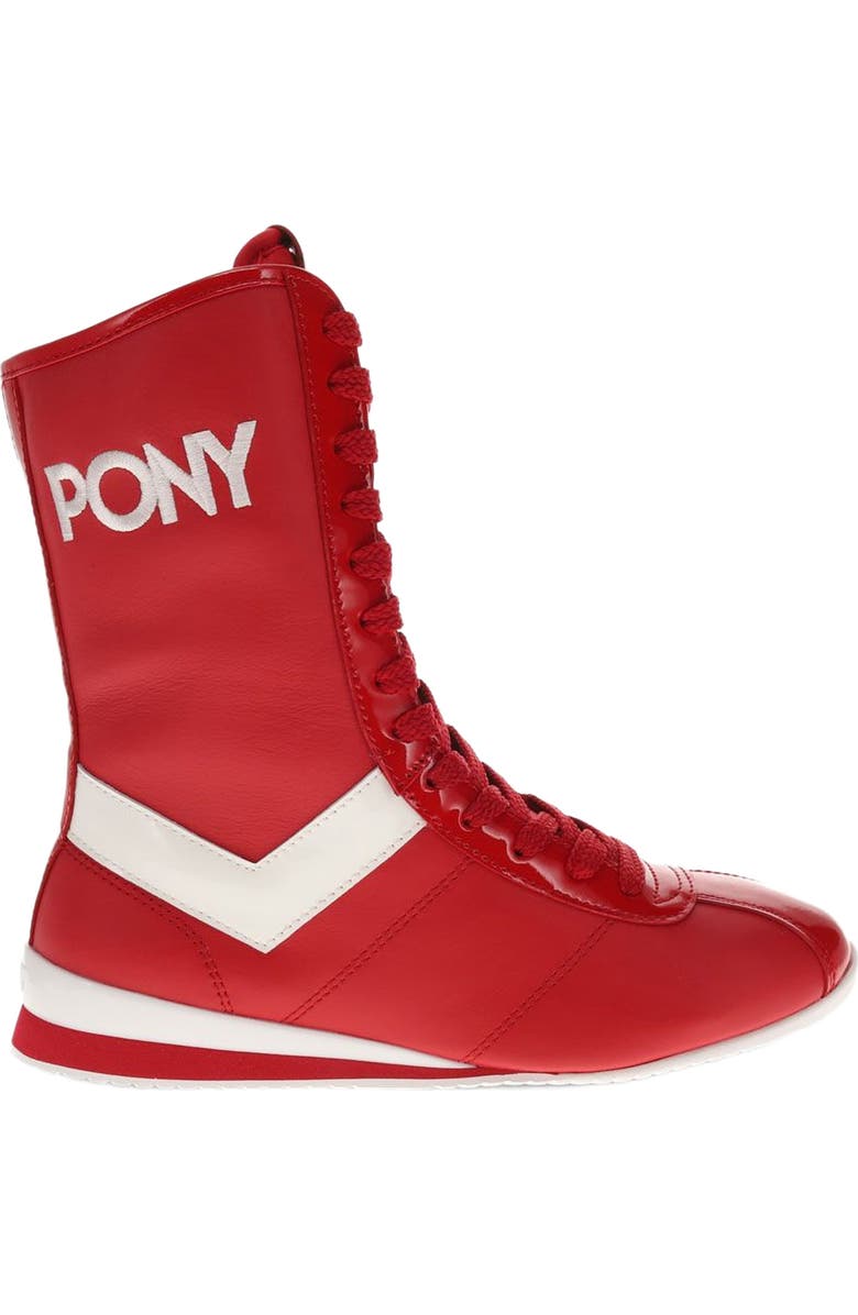 PONY KO-80 High Patent Sneakers, Alternate, color, Red/White