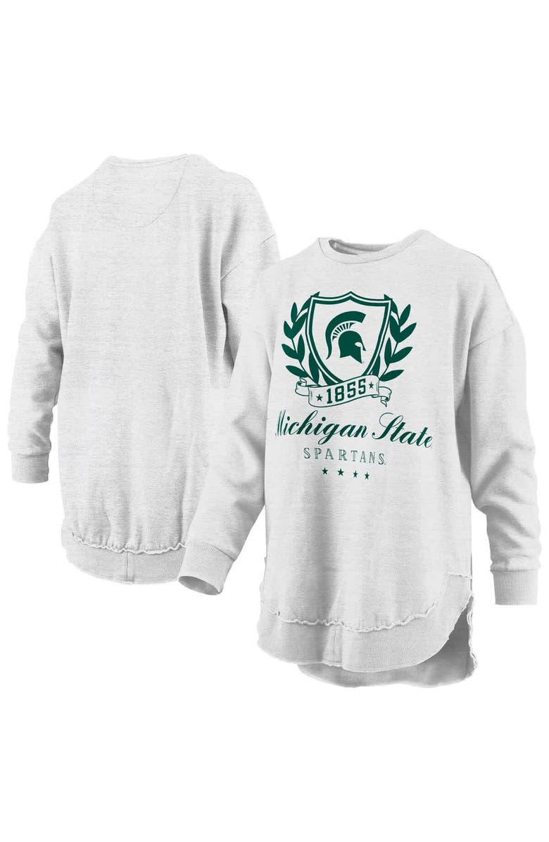 PRESSBOX Women's Pressbox Heather Gray Michigan State Spartans Field Day Melange Poncho Pullover Sweatshirt, Alternate, color, Heather Gray