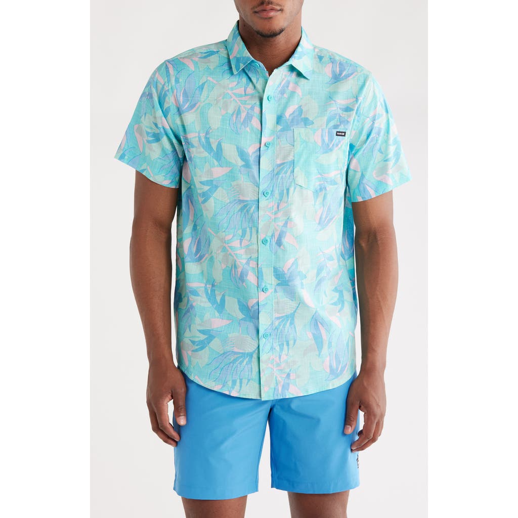 Hurley Aticama Short Sleeve Cotton Button-up Shirt In Blue