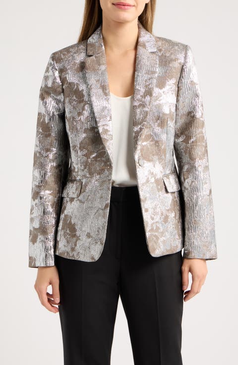 One-Button Jacquard Blazer