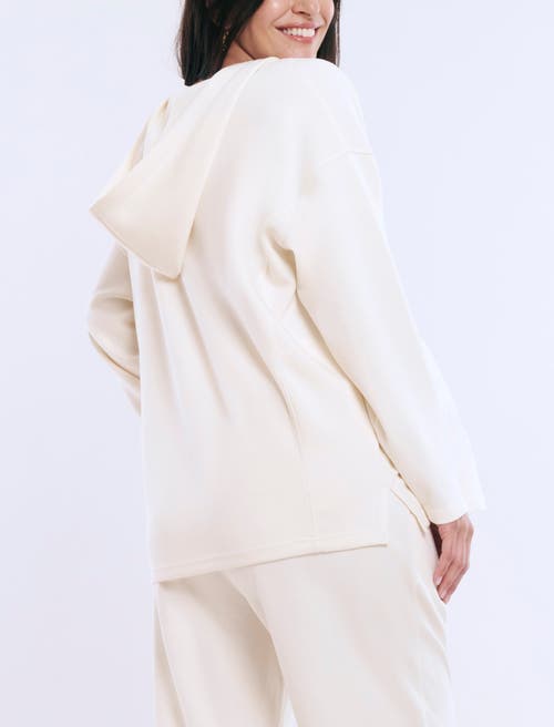 Motherhood Maternity V-neck Pullover Scuba Hoodie In Winter White