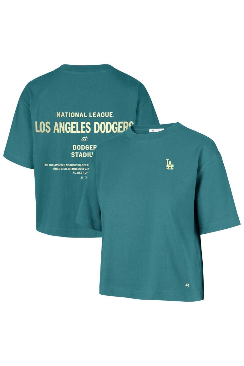 Women's '47  Teal Los Angeles Dodgers Contemporary Basics Leon City T-Shirt, Main, color, Teal