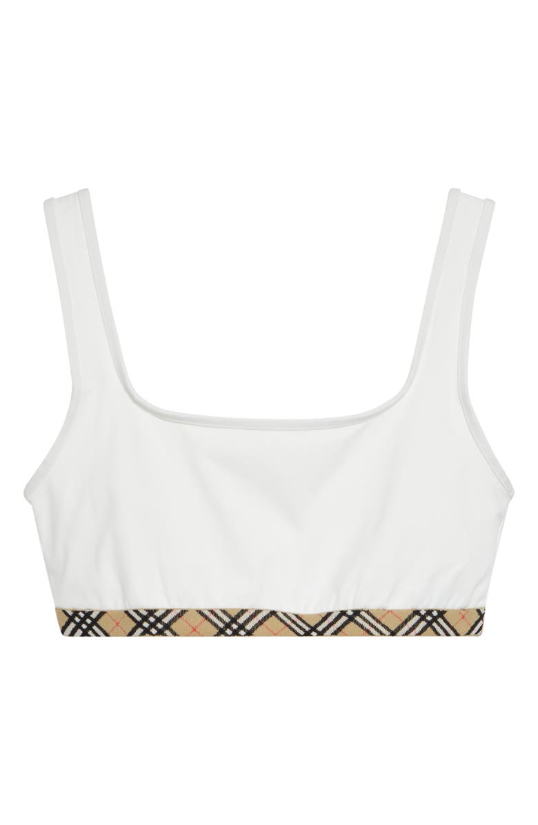 Burberry Samphire Check Trim Bikini Top, Main, color, Chalk