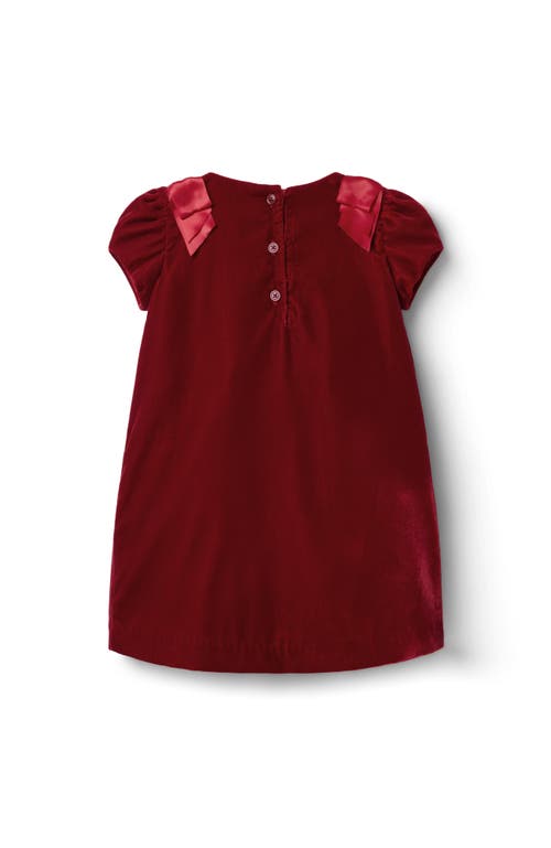 Janie And Jack The Velvet Shoulder Bow Dress In Burgundy