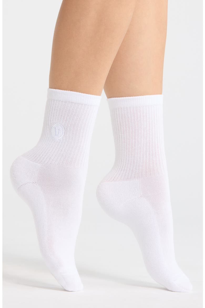 Logo Embroidered Quarter Socks, Main, color, WHITE