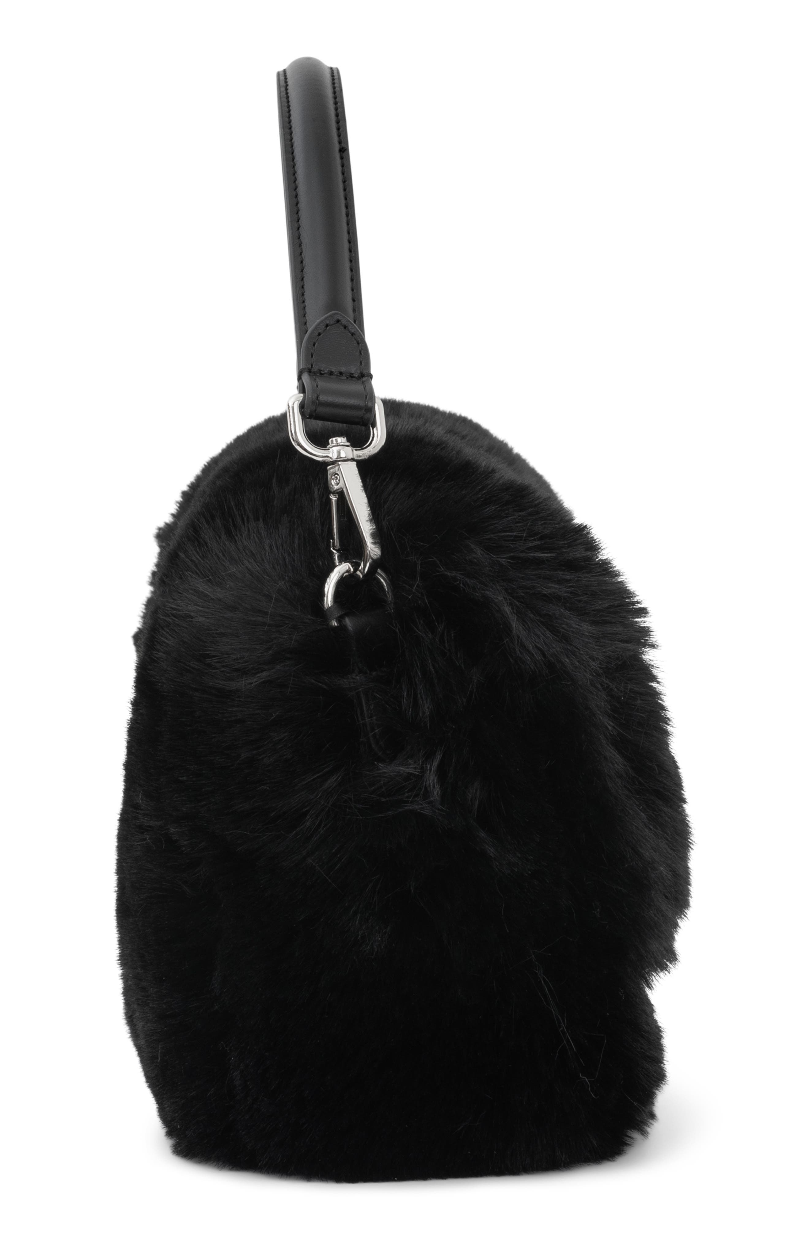 Jeffrey Campbell Furreal Faux Fur Handbag, Alternate, color, Black