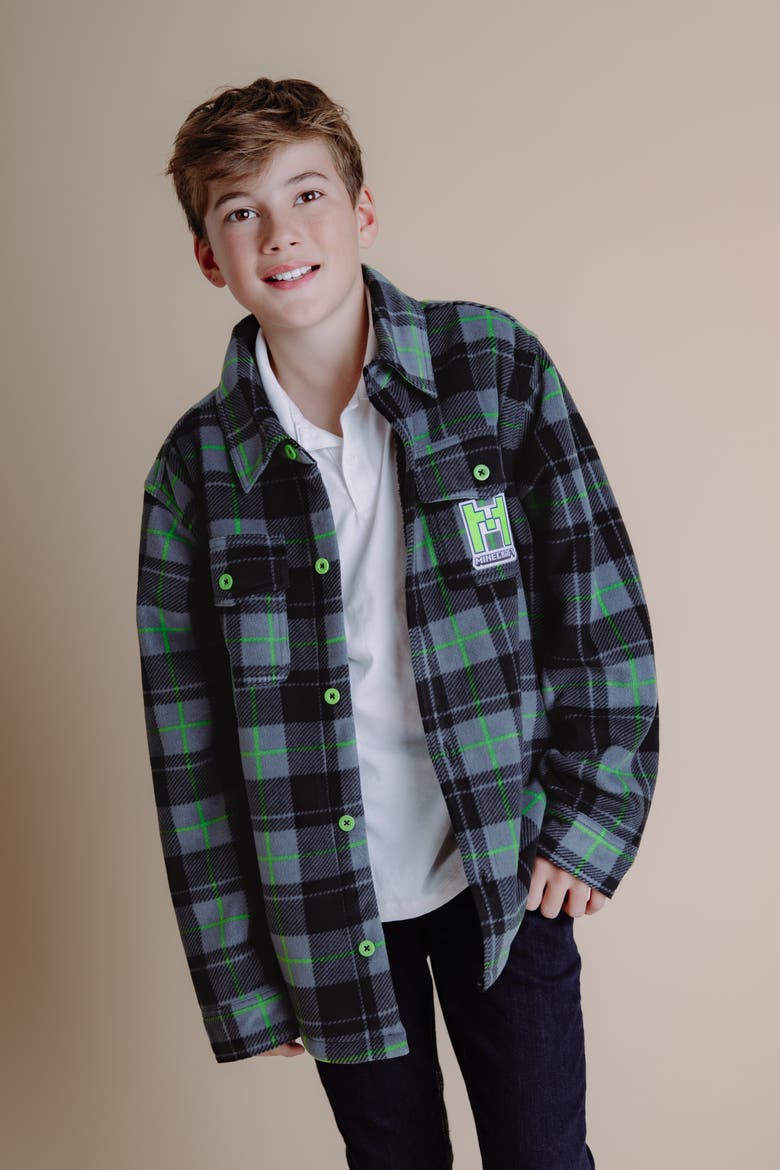 Creeper Fleece Lined Shacket (little Kid & Big Kid), Alternate, color, Creeper Gray Green