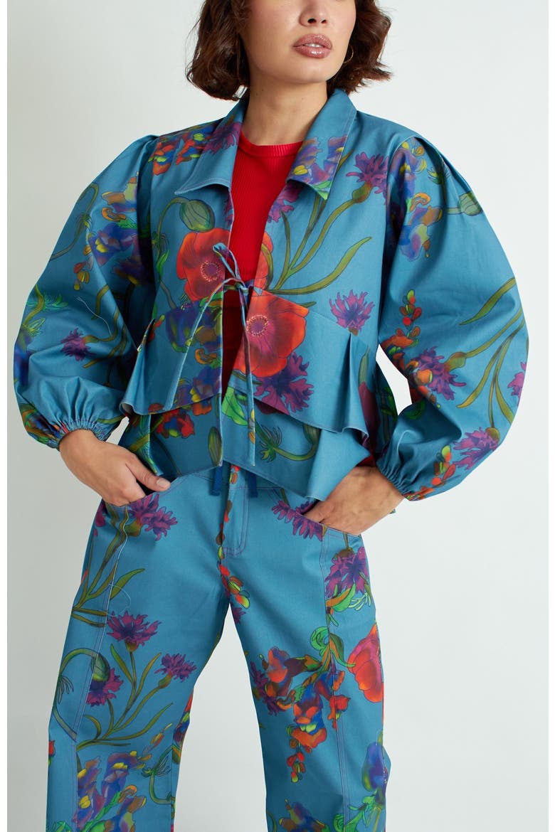 Lulu Jacket, Alternate, color, Pastel blue floral vine