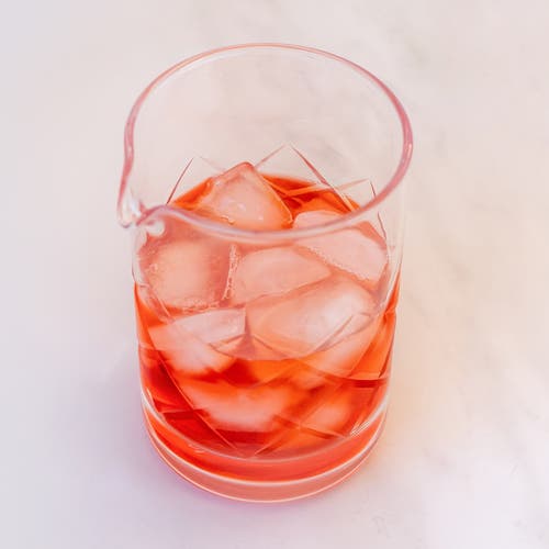 A Bar Above Cocktail Mixing Glass, Diamond Style In Glass