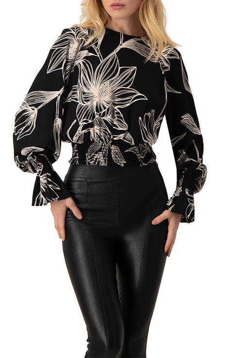 Floral Print Smocked Blouse