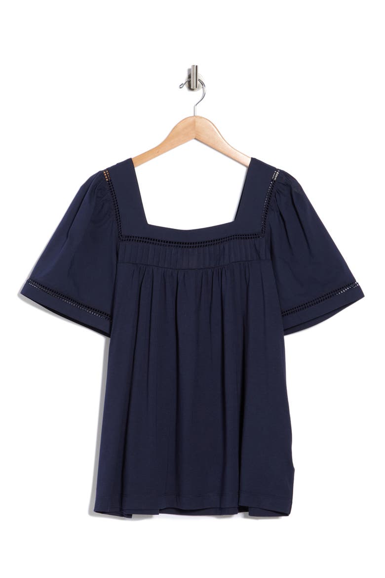 Pintuck Knit Top, Alternate, color, NAVY