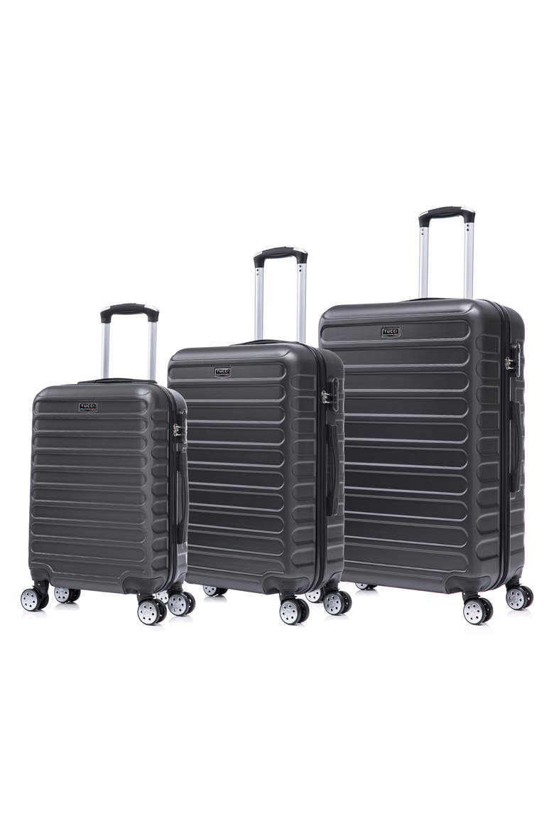 Carravia Hardshell 3-Piece Spinner Luggage Set, Main, color, CHARCOAL