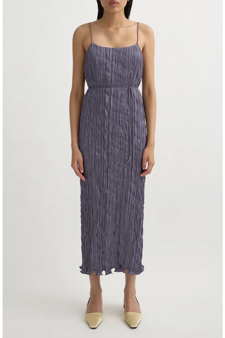 Esme Plissé Midi Slipdress & Scarf, Main, color, DUSK