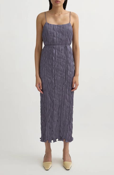 Esme Plissé Midi Slipdress & Scarf