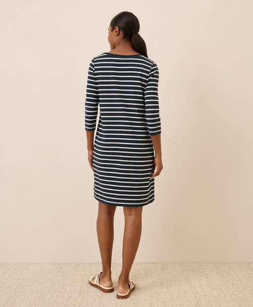 Pact Organic Cotton Softspun Boat Neck Dress In Blue
