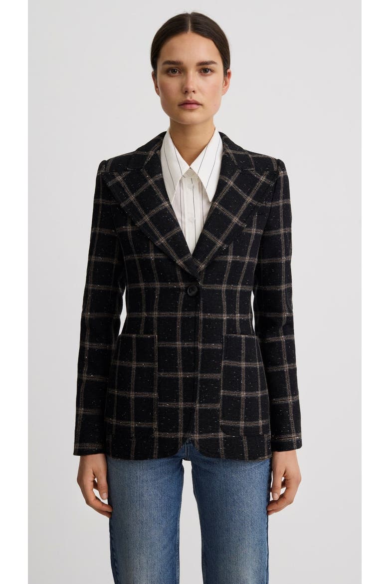 Patch Pocket Birkin Blazer, Main, color, Black Plaid