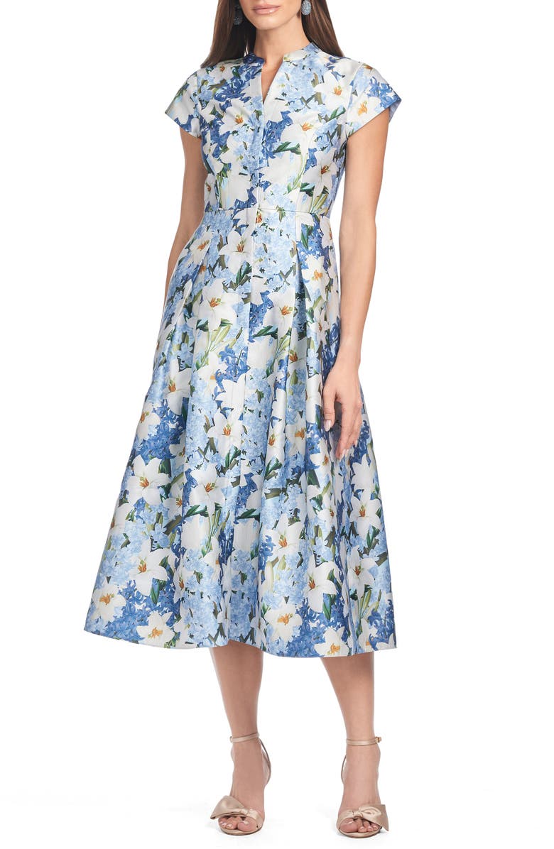 Sachin & Babi Martine Floral Print Belted Midi Dress, Main, color,