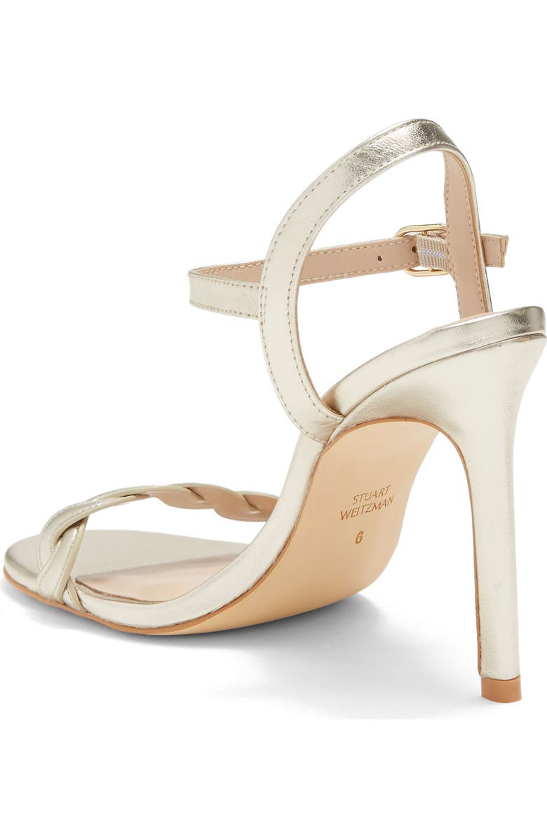Stuart Weitzman Twistie Stiletto 100 Sandal, Alternate, color, Platino