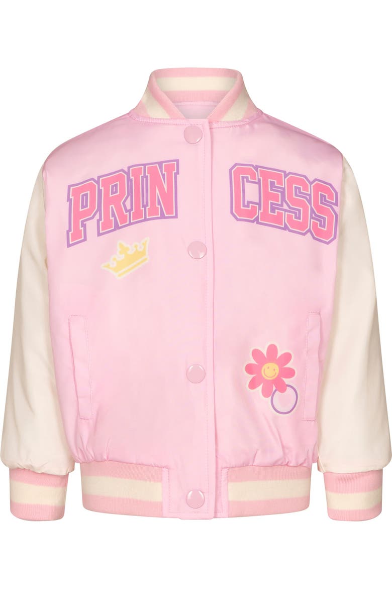 Princess Varsity Bomber Jacket, Alternate, color, Pastel Pink Princess