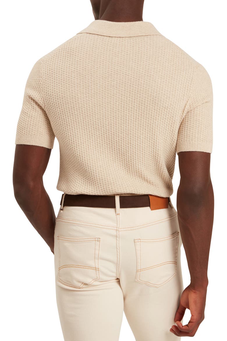 Caleum Waffle Knit Polo Sweater, Main, color, NATURAL