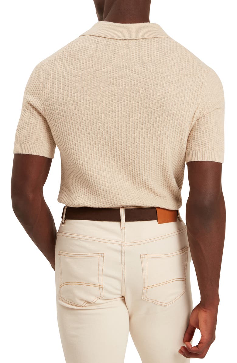 Ted Baker Caleum Waffle Knit Polo Sweater, Main, color, Natural