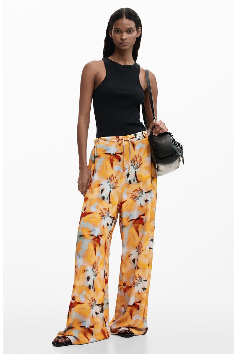 Tie Waist Print Wide Leg Pants, Alternate, color, LIGHT BLUE