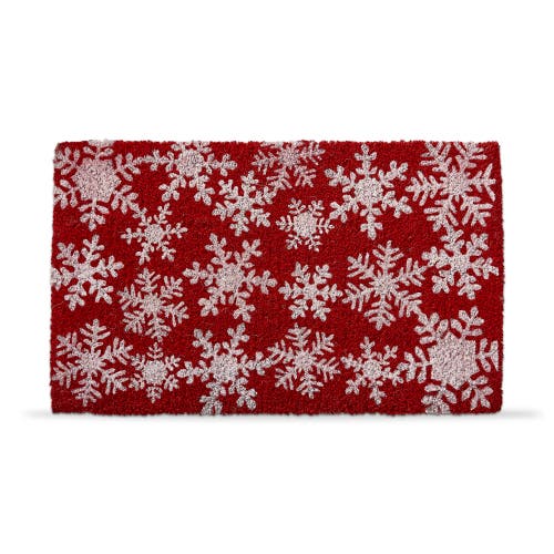Tag Snowflake Coir Door Mat In Red