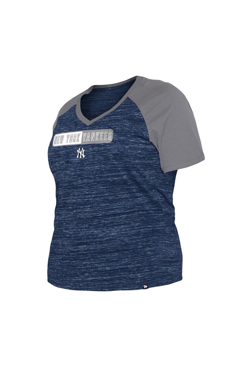 New Era Women's New Era Navy New York Yankees Plus Size Space Dye Raglan V-Neck T-Shirt, Alternate, color,