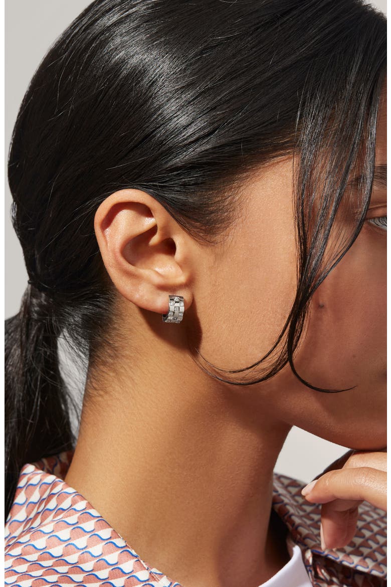 Eden Cubic Zirconia Huggie Hoop Earrings, Alternate, color, SILVER