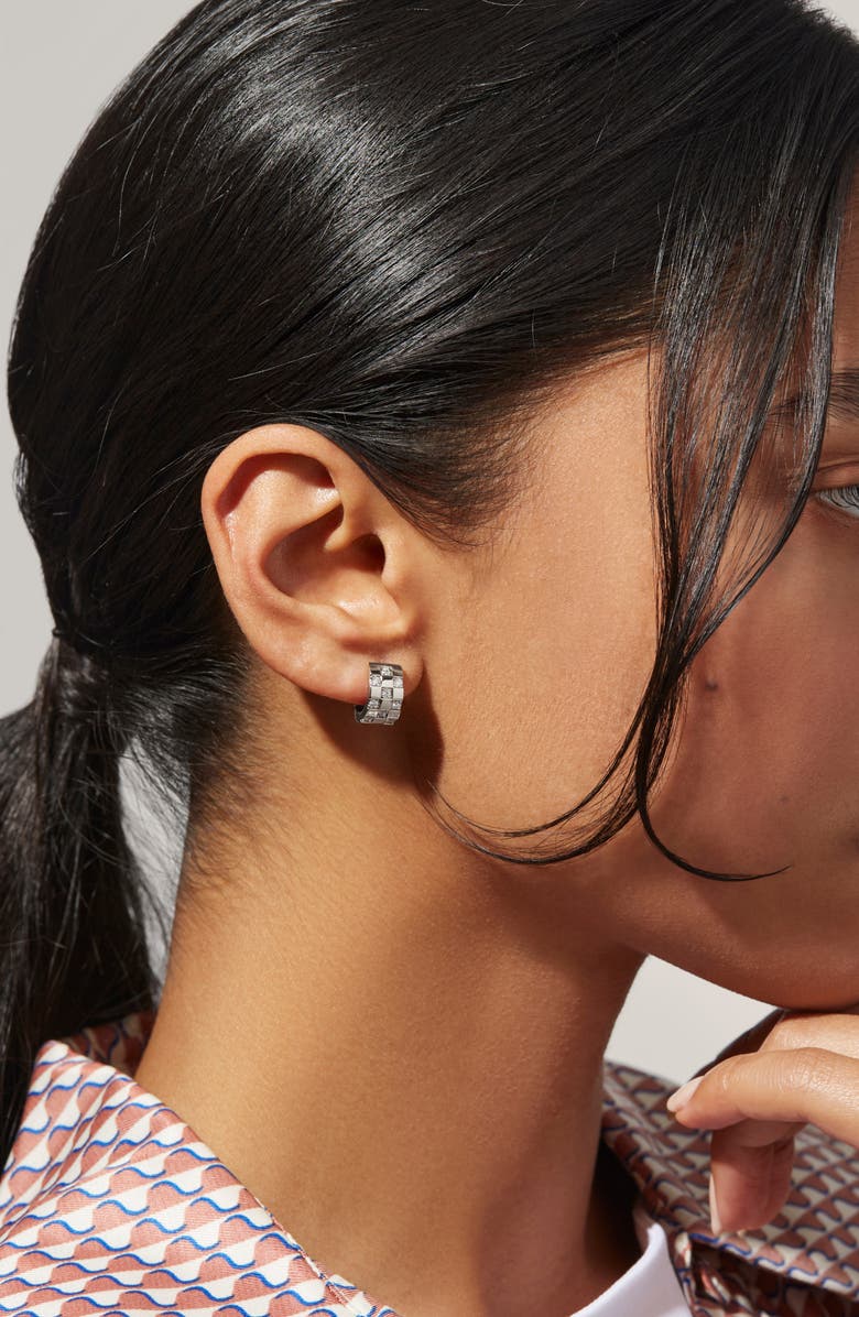 Ana Luisa Eden Cubic Zirconia Huggie Hoop Earrings, Alternate, color, Silver