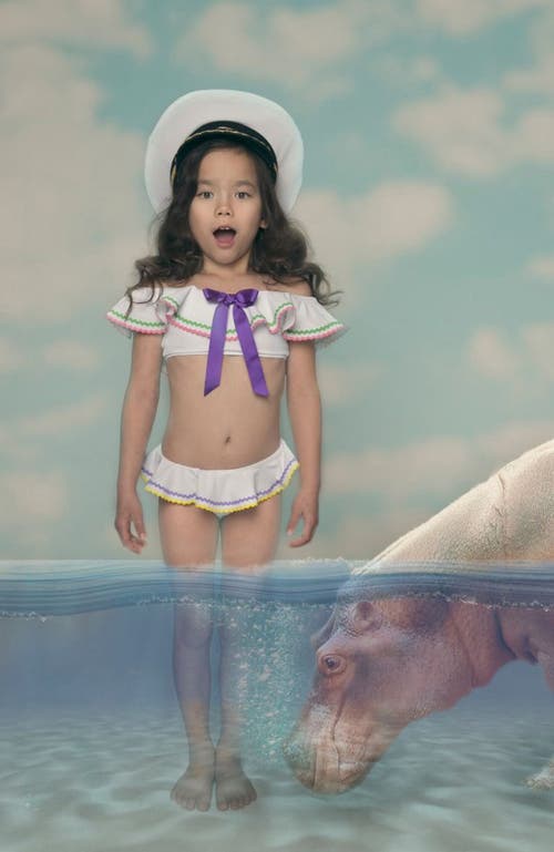 Nessi Byrd Ruffle & Bow Detail Two Piece Bikini,toddler-little Kid & Big Kid In Animal Print