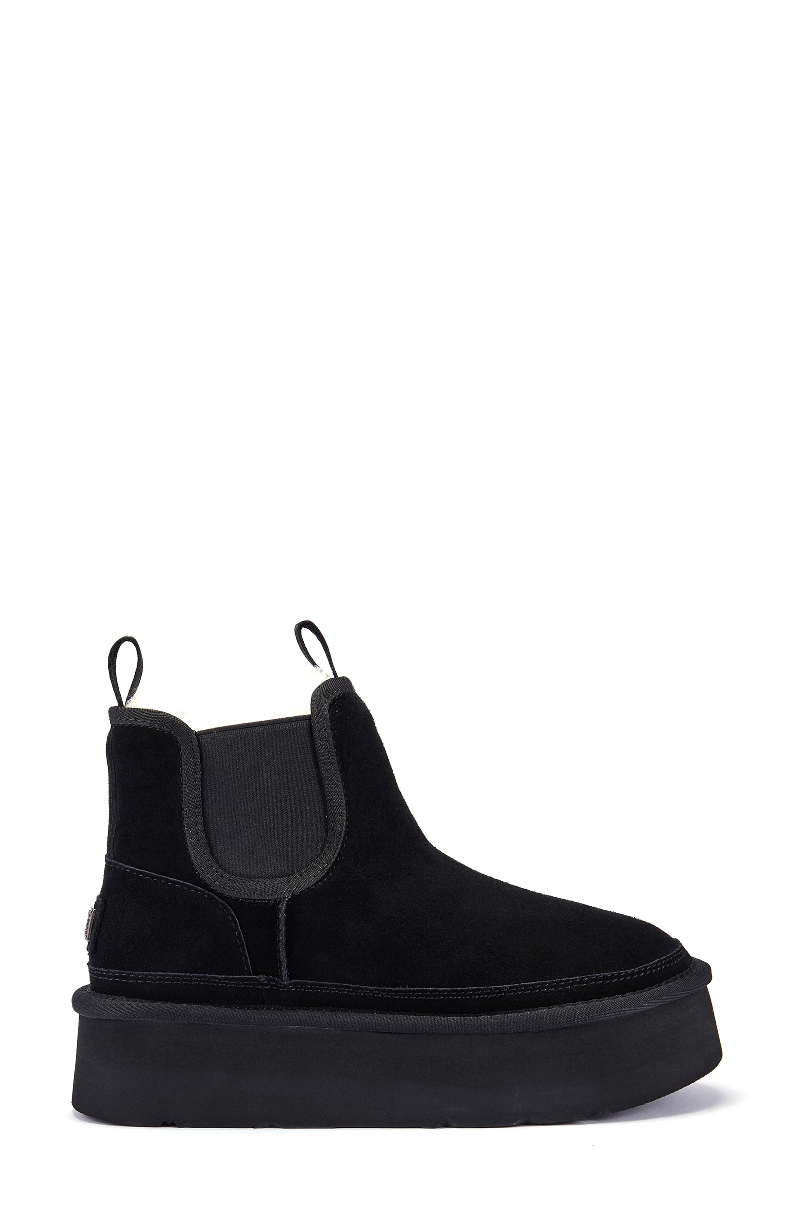 Genuine Shearling Platform Ankle Boot, Alternate, color, BLACK