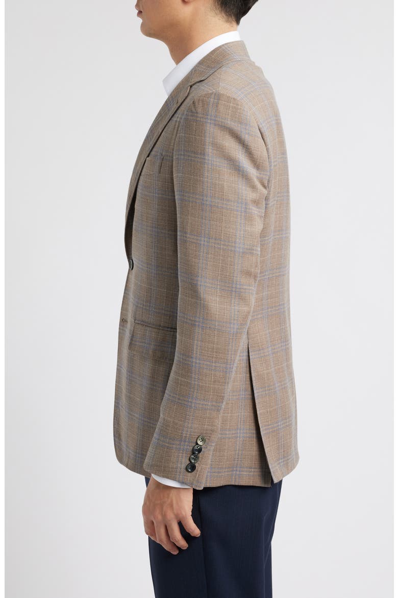 Kei Trim Fit Plaid Super 130s Wool Sport Coat, Alternate, color, BROWN