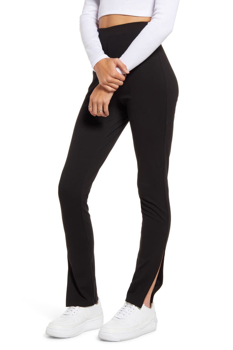 Side Slit Leggings, Alternate, color, BLACK