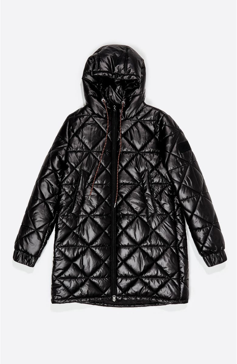 Bimba y Lola Straight Hooded Puffer, Alternate, color, Black