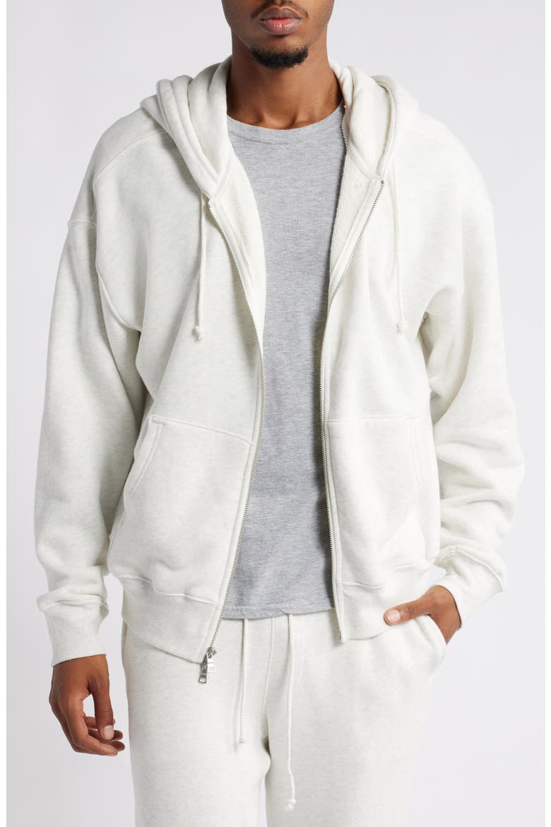 Core Oversize Terry Full Zip Hoodie, Main, color, VINTAGE SNOW HEATHER