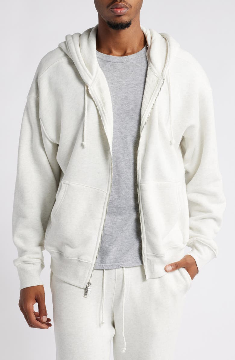 Elwood Core Oversize Terry Full Zip Hoodie, Main, color, Vintage Snow Heather
