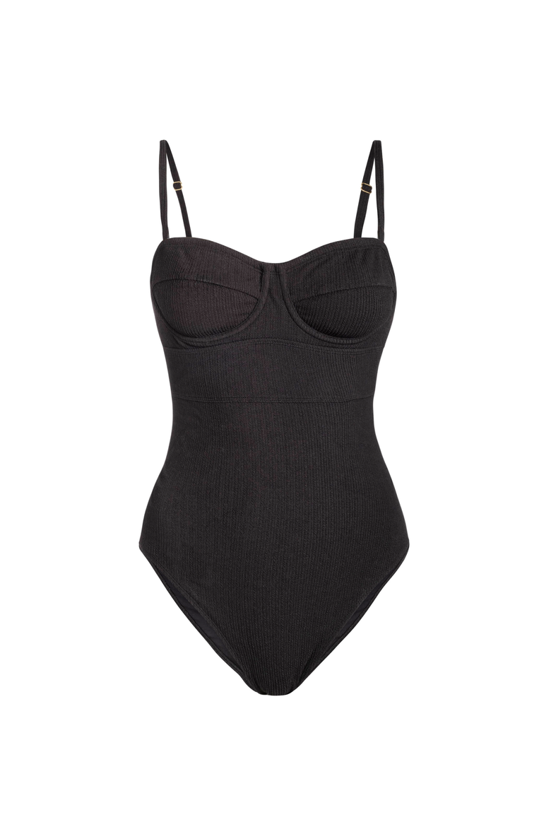 Anabel Underwire One-Piece Swimsuit, Main, color, Black Texture